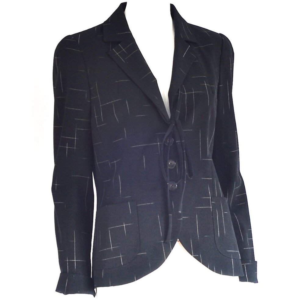 Kenzo Wool Blazer With Geometric Pattern & Front Tie - France